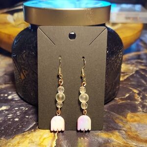 Pink and Gold Dangle Earrings